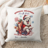 Cute Siberian Husky Christmas Throw Pillow クッション (ブランケット)