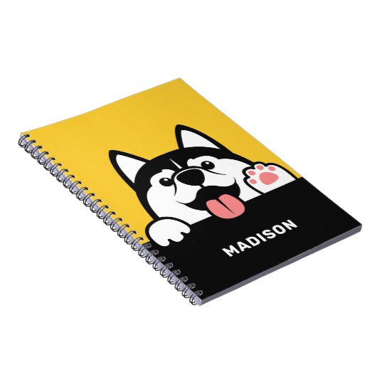 Cute Siberian Husky custom name ノートブック (右側)
