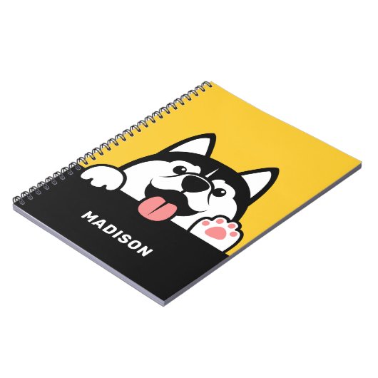 Cute Siberian Husky custom name ノートブック (左側)