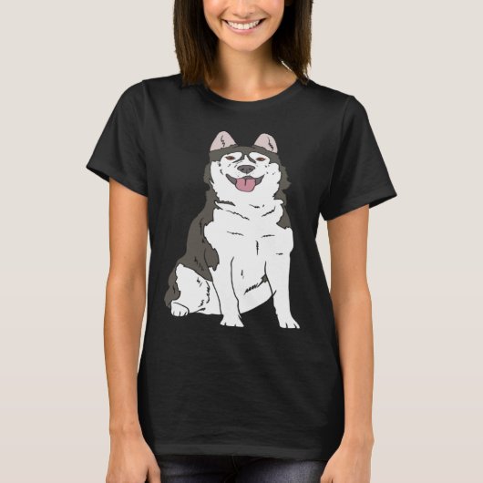 Cute Siberian Husky dog  Husky graphics Tシャツ (正面)