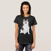 Cute Siberian Husky dog  Husky graphics Tシャツ (正面フル)