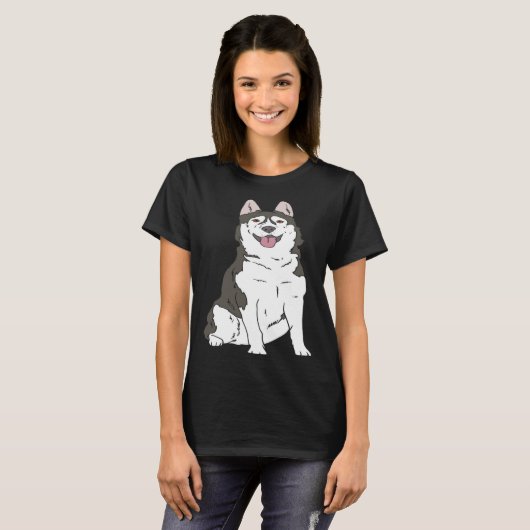 Cute Siberian Husky dog  Husky graphics Tシャツ (正面フル)