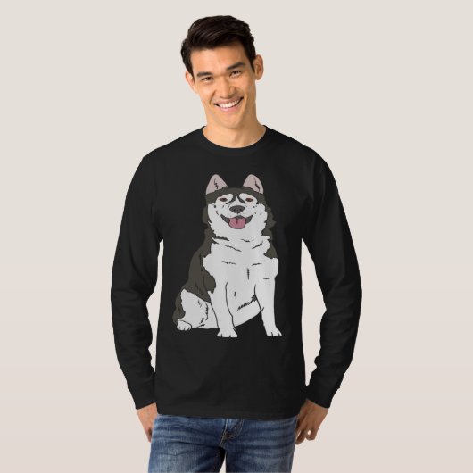 Cute Siberian Husky dog  Husky graphics Tシャツ (正面フル)
