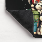 Cute Siberian Husky Le Dog Christmas Tree Xmas Hat マウスパッド (コーナー)