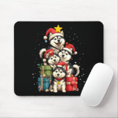 Cute Siberian Husky Le Dog Christmas Tree Xmas Hat マウスパッド (マウス)