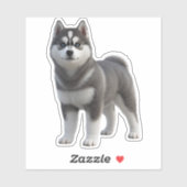 Cute Siberian Husky Puppy 3D Realistic Die-Cut Sti シール (シート)