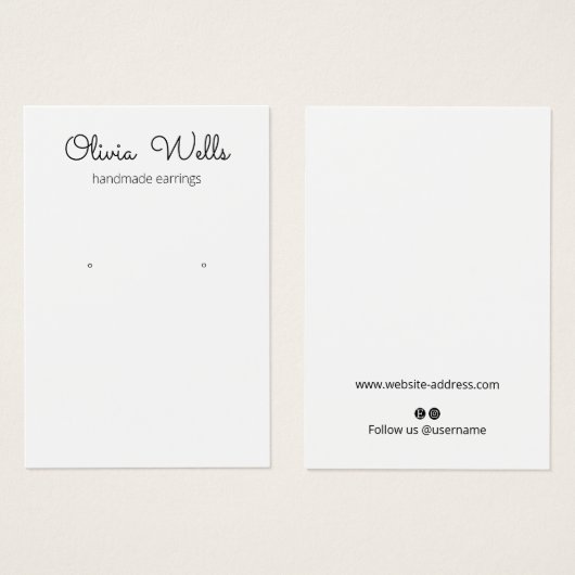 Cute Signature Script Earring Display Card (正面&裏面)