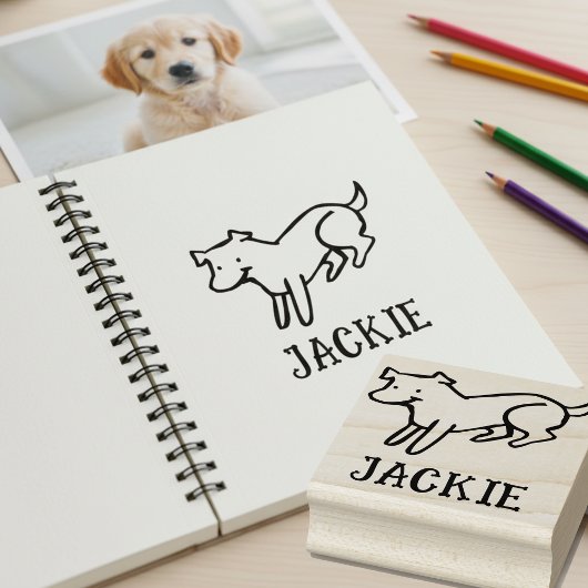 Cute Signature Stamp for Dog Lovers ラバースタンプ
