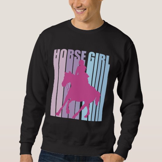Cute Silhouette Horseback Rider Riding Funny Horse スウェットシャツ (正面)