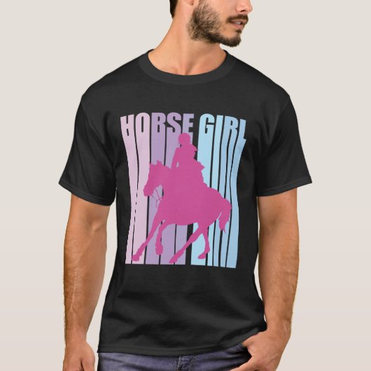 Cute Silhouette Horseback Rider Riding Funny Horse Tシャツ (正面)