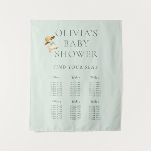 Cute Silly Goose 6 Table Seating Chart Baby Shower タペストリー (正面)