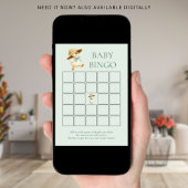 Cute Silly Goose Bingo Teal Baby Shower Game Card 招待状