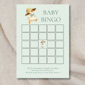 Cute Silly Goose Bingo Teal Baby Shower Game Card 招待状