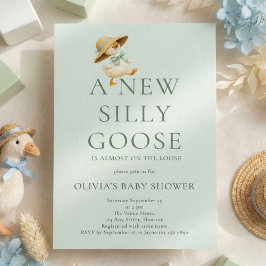 Cute Silly Goose Gender Neutral Baby Shower 招待状