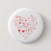 Cute Silly Goose Heart Valentine Button Pin 缶バッジ (正面)