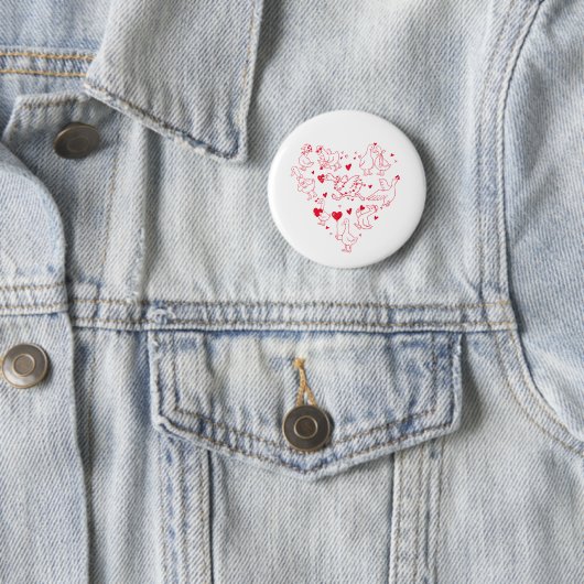 Cute Silly Goose Heart Valentine Button Pin 缶バッジ (インサイチュ)