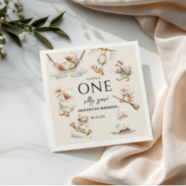 cute Silly Goose ,One Silly Goose 1st Party スタンダードカクテルナプキン