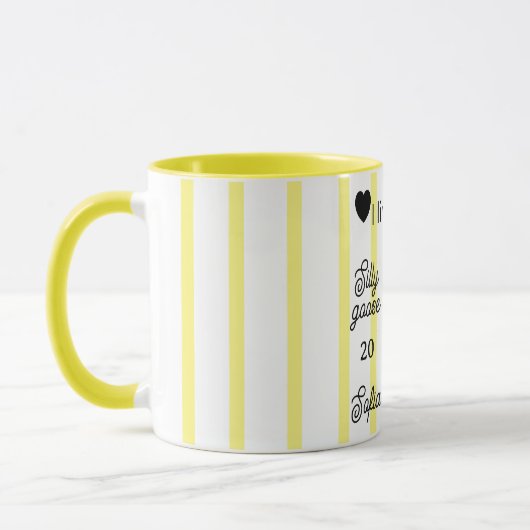 Cute Silly Goose Pink Stripe Personalized Mug マグカップ (左)