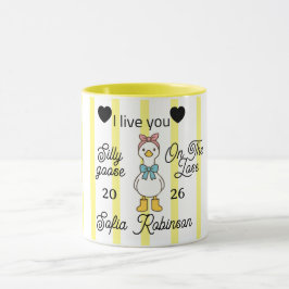 Cute Silly Goose Pink Stripe Personalized Mug マグカップ