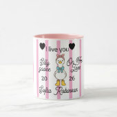 Cute Silly Goose Pink Stripe Personalized Mug マグカップ (中央)