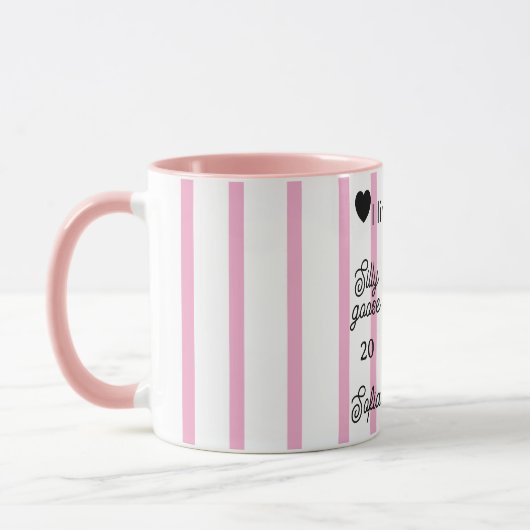 Cute Silly Goose Pink Stripe Personalized Mug マグカップ (左)