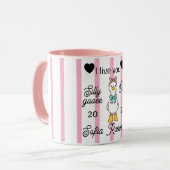 Cute Silly Goose Pink Stripe Personalized Mug マグカップ (正面左)