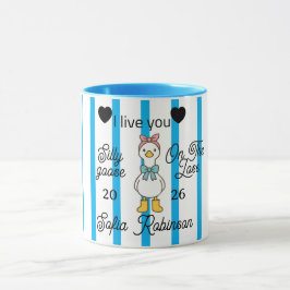 Cute Silly Goose Pink Stripe Personalized Mug マグカップ