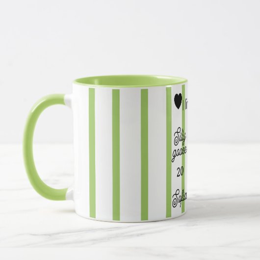 Cute Silly Goose Pink Stripe Personalized Mug マグカップ (左)