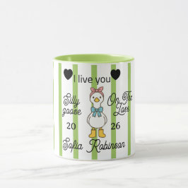 Cute Silly Goose Pink Stripe Personalized Mug マグカップ