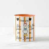 Cute Silly Goose Pink Stripe Personalized Mug マグカップ (中央)