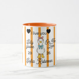 Cute Silly Goose Pink Stripe Personalized Mug マグカップ