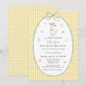 Cute Silly Goose Yellow gingham Baby shower  招待状 (正面/裏面)