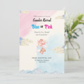 Cute Simple Baby Gender Reveal Invitation 招待状 (スタンド正面)