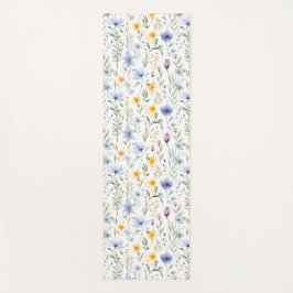 Cute Simple Blue Purple Watercolor Wildflower ヨガマット