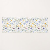 Cute Simple Blue Purple Watercolor Wildflower ヨガマット (正面(横))