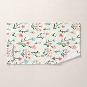 Cute Simple Botanical Pink Blue Flower Floral バスタオルセット (ハンドタオル)