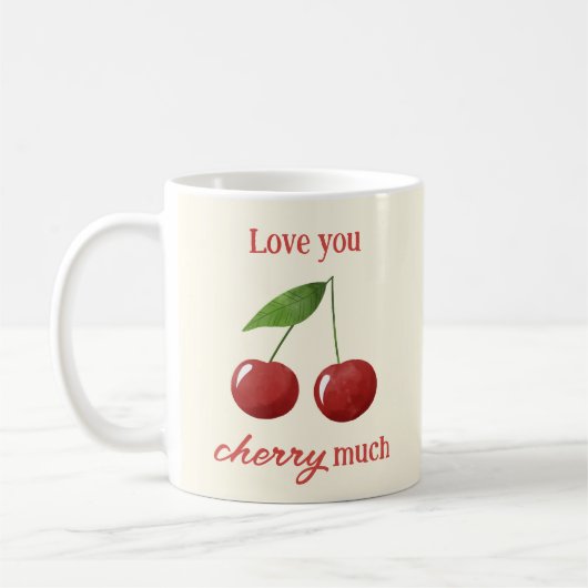 Cute Simple Cherries Love Cherry Photo Valentines コーヒーマグカップ (左)