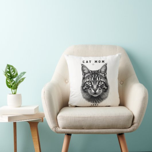 Cute Simple Design Custom Cat Mom Black Cat Lover クッション (椅子)