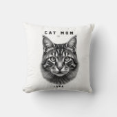 Cute Simple Design Custom Cat Mom Black Cat Lover クッション (正面)