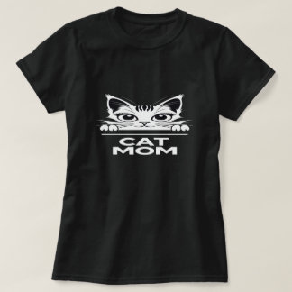 Cute simple design womens black cat lover mom  tシャツ