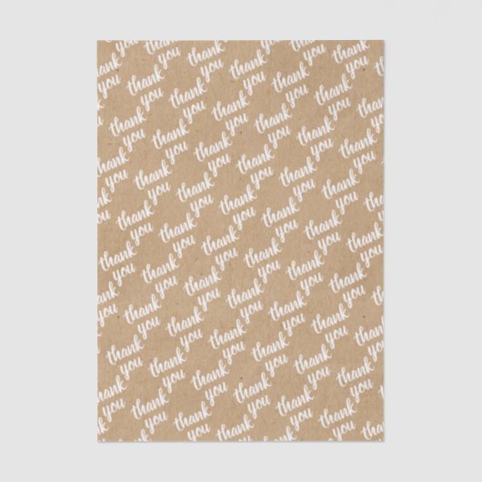 Cute Simple Hand Lettered Faux Rustic Brown Kraft 薄葉紙 (正面)