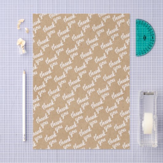 Cute Simple Hand Lettered Faux Rustic Brown Kraft 薄葉紙 (クラフト)