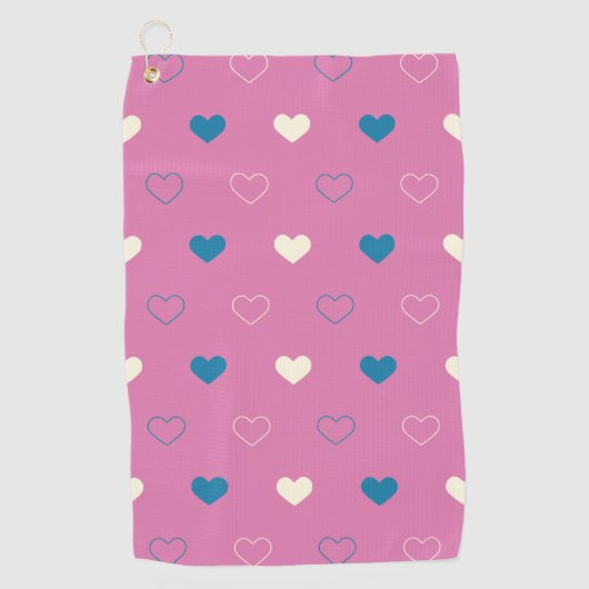 Cute Simple Heart Pattern ゴルフタオル (正面)