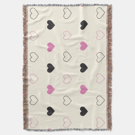 Cute Simple Heart Pattern スローブランケット (正面縦)