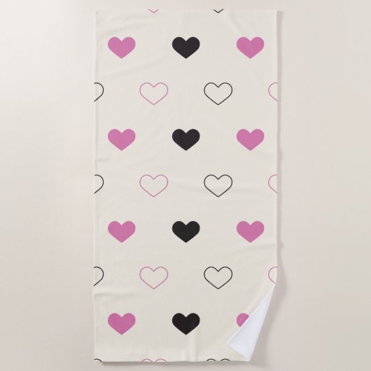 Cute Simple Heart Pattern ビーチタオル (正面)