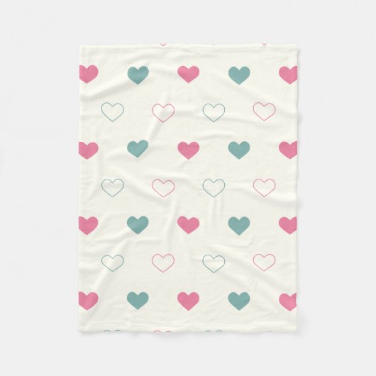 Cute Simple Heart Pattern フリースブランケット (正面)