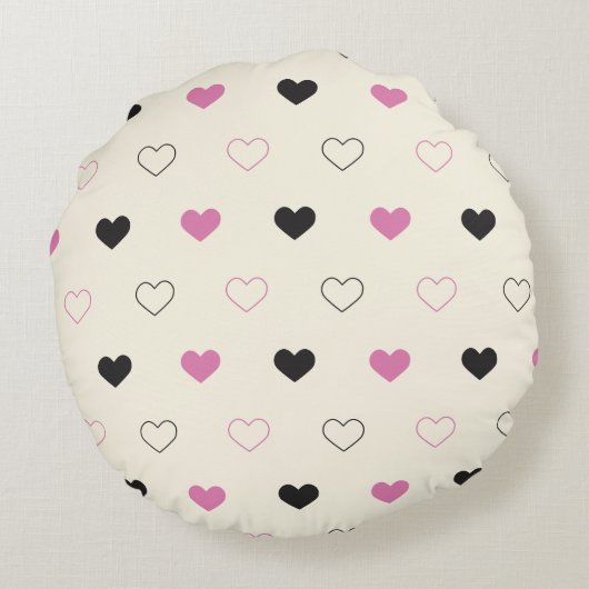 Cute Simple Heart Pattern ラウンドクッション (裏面)