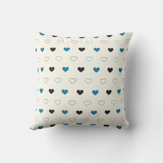 Cute Simple Heart Pattern blue black cream クッション (裏面)