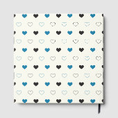 Cute Simple Heart Pattern blue black cream ゲストブック (裏面)