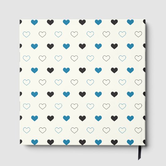 Cute Simple Heart Pattern blue black cream ゲストブック (裏面)